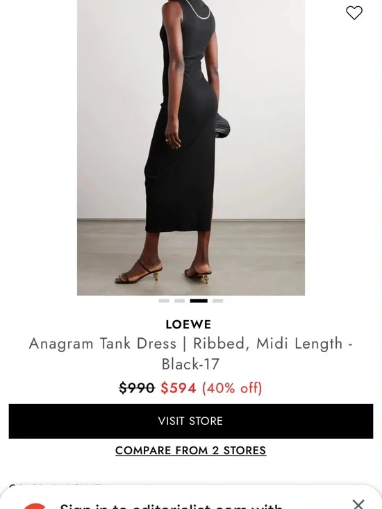 Loewe Black Sleeveless Ribbed Maxi Tank Dress - Picture 4 of 8